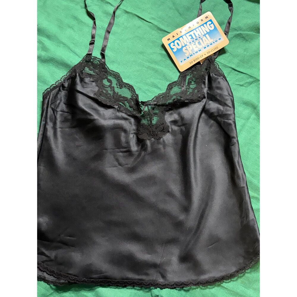 NWT Vintage Maidenform Black Camisole Size Medium WhimseyGoth Fairy Y2K Cottage